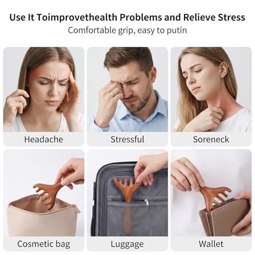 JJUNW Wooden Scalp Massager Comb - 3 Pcs Wide Sandalwood Head Massager