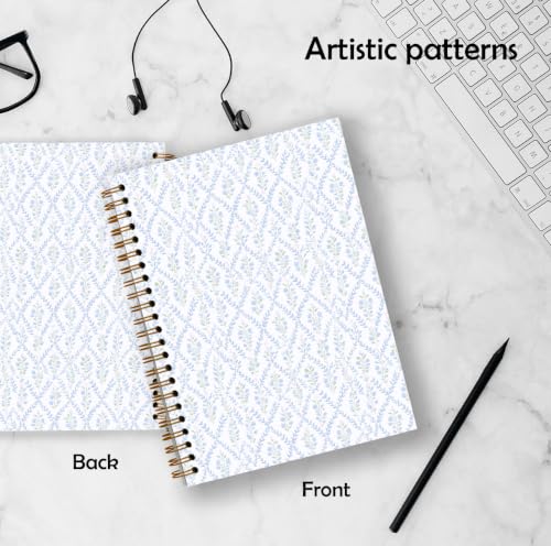 Qykwz Blue Floral Grandmillennial Spiral Notebook 5.5x8.3 - color: Color_Q