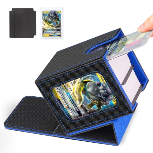 Card Deck Box for MTG Commander, Deck Case Holds 100 Double-Sleeved Cards - color: Black & Blue, size: 1 Box