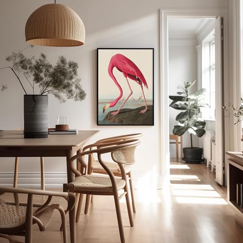 Poster Master Vintage American Flamingo Poster - Retro Pink Flamingo Print - Bird Art - Gift for Him, Her, Animal Lover - Perfect Decor for Living Room, Ocean or Beach House - 11x14 UNFRAMED Wall Art - color: Style-01, size: 11"L x 14"W