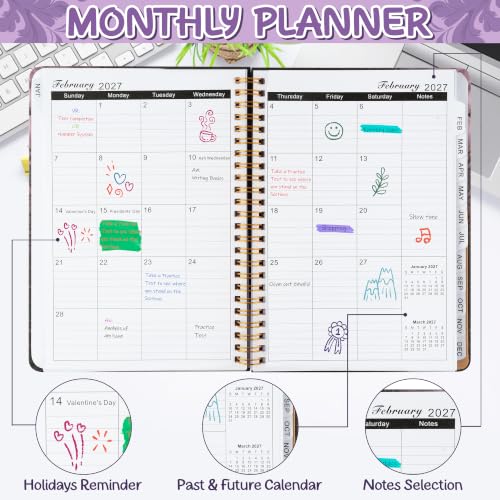 Xqumoi 2027 A5 Planner Purple Lace Sweary Weekly and Monthly Planner Gift - color: Purple Lace 2027, size: A5