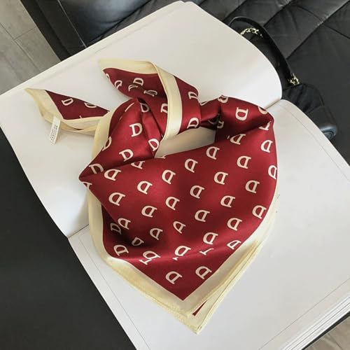 100% Mulberry Silk Neck Scarf for Women Square Neckerchief – 21 inch - color: Wine Red D