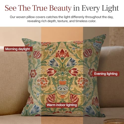 William Morris Single-Stem Tapestry Throw Pillow Cover 16 x 16 in - color: Single-stem