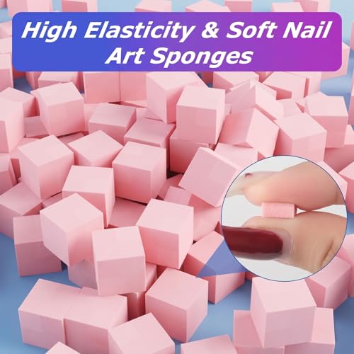 Soft Nail Sponges（150PCS）, Reusable Nail sponges,Nail DIY sponges, Nail Art sponges, 1PCS Grabbing Pen and Nail Brush Professional Accessories Manicure Salon Supplies (Rose red) - color: Rose red