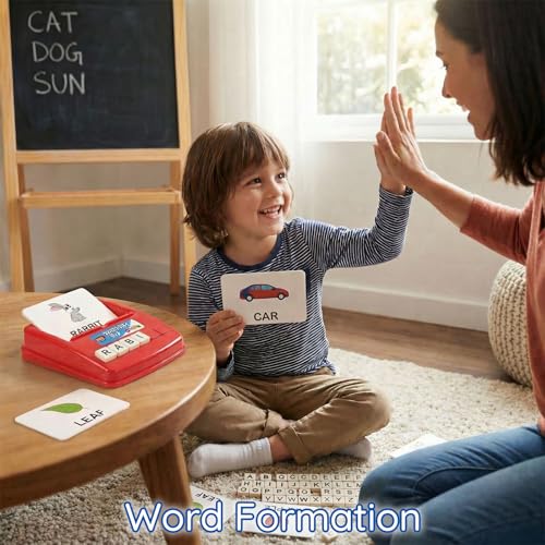 BOHS English Spelling Game for Kids, 60 Picture Cards and Uppercase Tiles - style: UPPER CASE