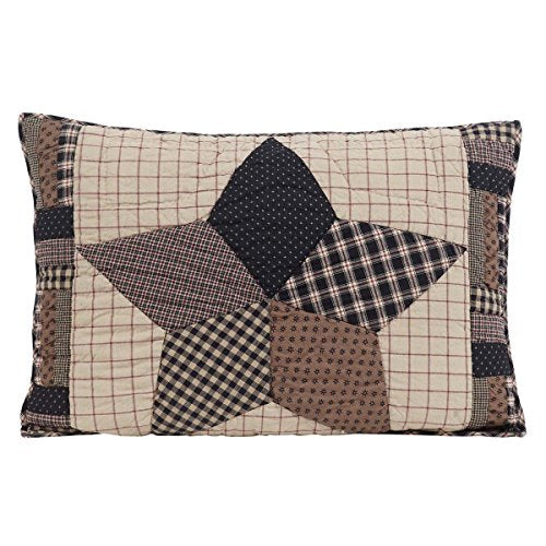 VHC Brands, Bingham Star, Cotton, 21x27, Standard Sham, Black - size: 27" x 21" (Pack of 1)
