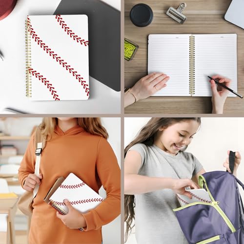 Cute Spiral Notebook Lined Journal B5 Note Book with Pocket, Ball - color: Baseball