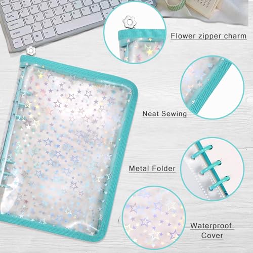 MUDOR 4 in 1 Sticker Storage Organizer Binder,Collecting Book Album Holder - color: Cyan