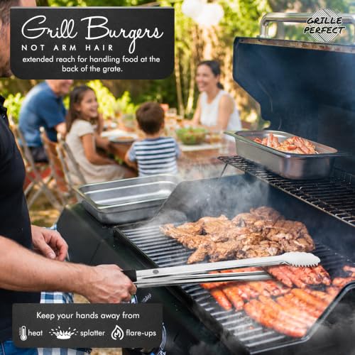 Grill Tongs 24-Inch Super Long Extra Heavy Duty for Grilling and Barbecue Heat Resistant Hand Grips Stainless Steel for BBQ Outdoor Kitchen and Cooking Hot Grilled Food - size: 24 Inches