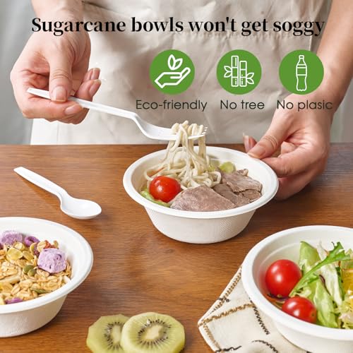 ECOLipak 1000 Pack 12 oz Paper Bowls Disposable, Compostable Bowls, White - color: 1000Pack-White