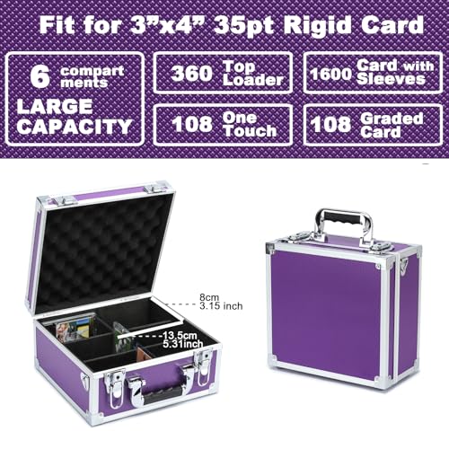 Collectable Trading Card Cases, Toploaders Storage Box, Magnetic Card Storage Hard Cabinet, Graded Card Storage Case, Sports & Trading Collector Storage Box (Purple) - color: Purple, size: Medium