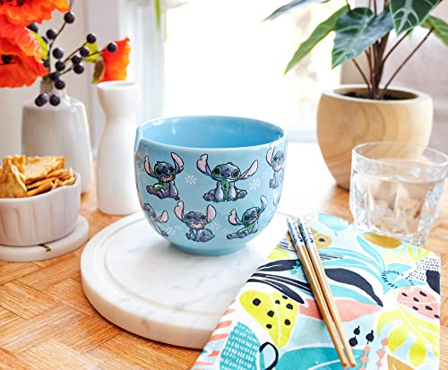 Disney Lilo & Stitch Japanese Ceramic Dinnerware Set | Includes 20-Ounce Ramen Noodle Bowl and Wooden Chopsticks - color: Lilo and Stitch