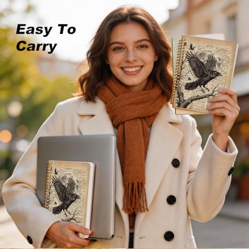 2 Pcs Vintage Crow A5 Spiral Notebook Journal Dark Crow Gifts for Women Men - color: Multicolour 0170