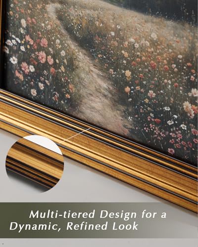 HUARCEY Gold Framed Canvas Wall Art, Antique Landscape Sketch, 12x16 Inch - color: Landscape Sketch, size: 16"L x 12"W