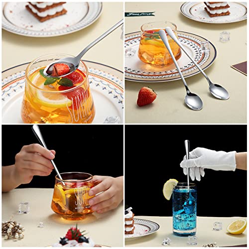 Premium Stainless Steel Ice Cream and Cocktail Spoons - Set of 8 (Silver) - color: 1. Silver-8 Piece