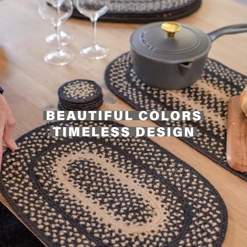 Homespice Manchester Jute Braided Placemats, Oval 13x19 Set of 4 - color: Manchester