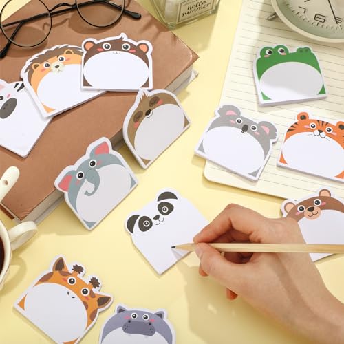 Yinder 24 Pads Safari Animal Sticky Notes Fun Kawaii Memo Self Stick - color: Multicolor, size: Lovely Animals