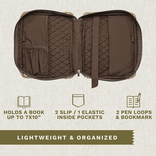 Bella Taylor Bible Cover, Quilted Bible Case, Vintage Vine Brown - color: Vintage Vine Brown, size: Large