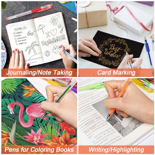 TANMIT 36 Colors Gel Pens Set for Adult Coloring Books with 40% More Ink