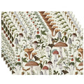 Boho Beige Wild Mushroom Print Placemats Set of 6 12x18 Inch - color: Beige, size: Set of 6