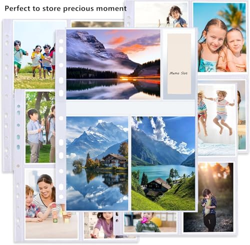 50 Pack Photo Sleeves Holds 300 4"x6" Photos, Clear Photo Page Protector for 3 Ring Binder, Double-Sided Photo Album Refill Pages Photo Pockets Photo Sleeves Binder Sheets - size: 4"x6"