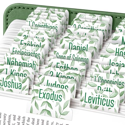 Essex Wares - Light Green Branches Bible Tabs, 80 Tabs for Women & Men - color: Light Green Branches