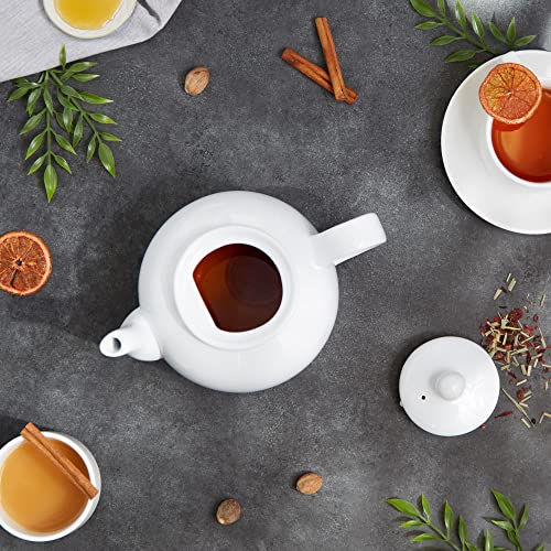 RSVP International Stoneware Teapot Collection, Microwave and Dishwasher Safe, 42 oz, White - color: White, size: 42 oz
