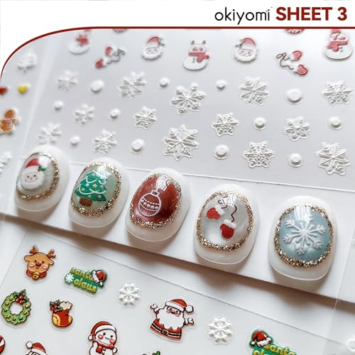 Okiyomi Christmas Nail Stickers for Kids, 3D Glow in the Dark, 4 Sheets - color: 5d Christmas