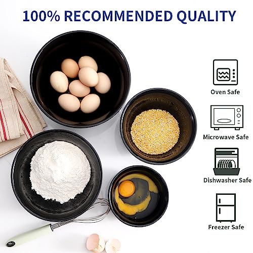 HASENSE Mixing Bowls for Cooking, Baking, Ceramic Serving Dishes Set of 4 for Salad, Fruits, Popcorn, Versatile Nesting Bowls for Housewarming Gift, 2.1/1.5/1.0/0.5 Qt, Dishwasher & Microwave Safe - color: Blue, size: 20+40+65+84 Ounce