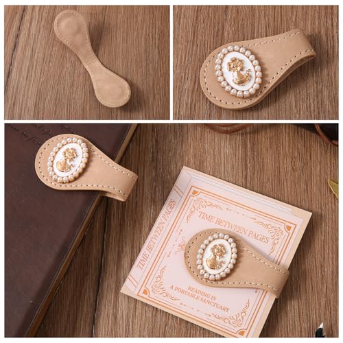 2PCS Vintage Magnetic Leather Bookmark, Leather Magnetic Bookmarks for Women, Magnetic PU Bookmarks Clip Book Accessories, Gold Portrait - style: Gold Portrait