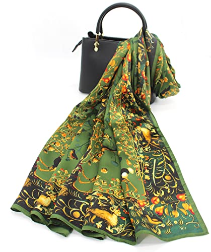 ANDANTINO 100% Silk Long Scarf-Women Large Oblong Shawls with Gift Packed - color: Jade Green