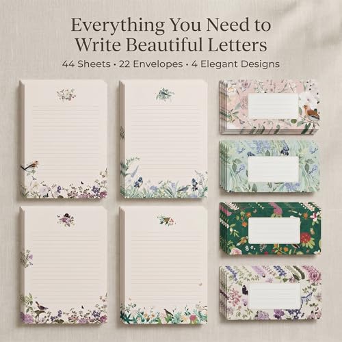 Beautiful Stationery Set with Envelopes - Lined Letter Writing Paper