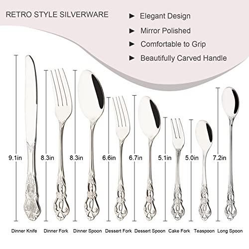 8.3 Inch Dinner Forks Set of 6, Stainless Steel Silverware Table Forks, Shiny Silver Metal Forks for Home Kitchen or Restaurant, Mirror Finish, Dishwasher Safe - size: Dinner Fork 6 Pieces