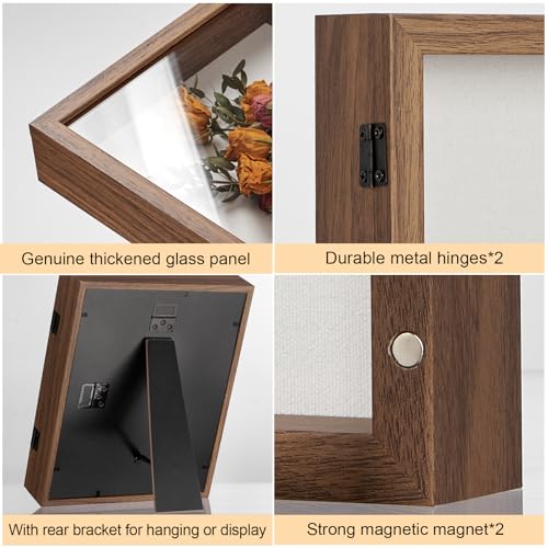 5x7 Brown Deep Shadow Box Picture Frame with HD Clear Glass - color: Brown, size: 5x7