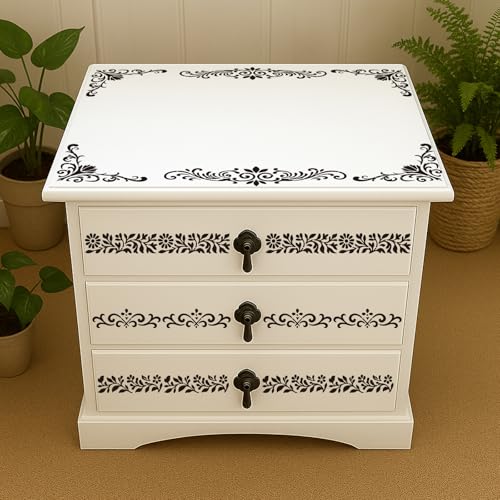 8Pcs Border Floral Stencil PET Painting Templates Flower Inlay Border Stencils for Furniture Reusable DIY Craft for Wall Wood Fabric Canvas Paper Home Decor 7.87inch, 11.7inch - color: corner patterns