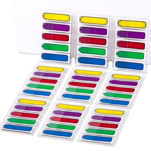 Golcellia Arrow Sticky Notes with Sticky Tabs & Page Markers - 900 Sticky Flags for Books, 5 Color Arrow Stickers for Organizing Documents, Notes (9-Pack) - color: Dark, size: 5.8" x 4.6"