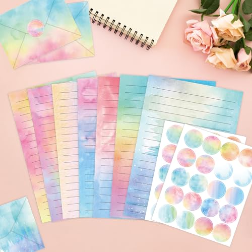 160 Pcs Stationery Paper Envelopes Set - color: Watercolor
