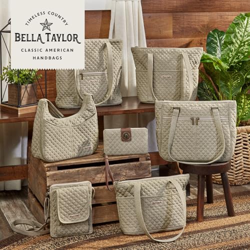 Bella Taylor Simple Crossbody, Quilted Handbag for Women - color: Khaki Chambray