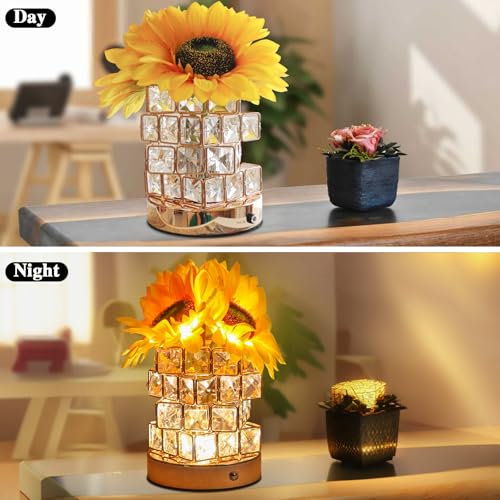 Birthday Gifts for Women/Mom Sunflower Cordless Table Lamp - style: O-square