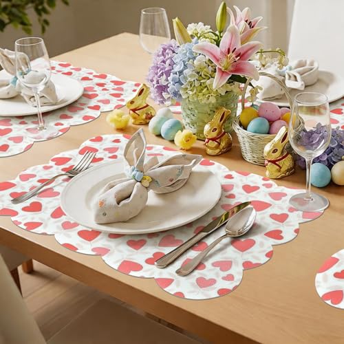 Vinyl Placemats Set of 4-12x17 Inch - Heat Resistant Washable Place Mats Waterproof Non-Slip Wipeable Table Mats for Dining Table Decor, Indoor/Outdoor Plastic Love Mat. - color: Love-1
