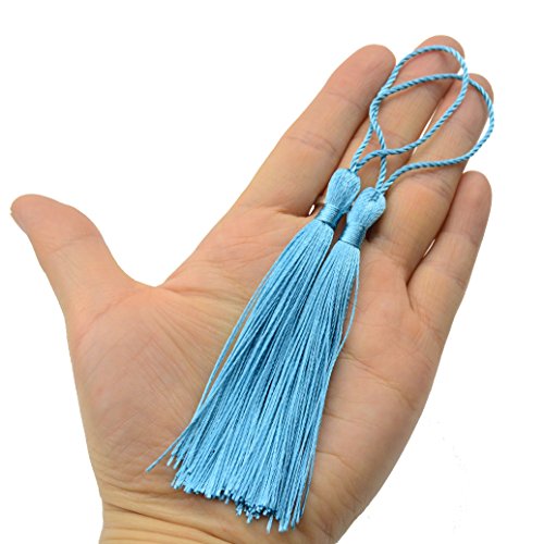 100Pcs 5 Inch Silky Bookmark Tassels for Jewelry, Souvenir(Blue) - color: Blue