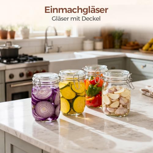 ComSaf Glass Jars with Airtight Lids 34oz 3 Pack Pantry Storage Coffee - size: 34oz*3