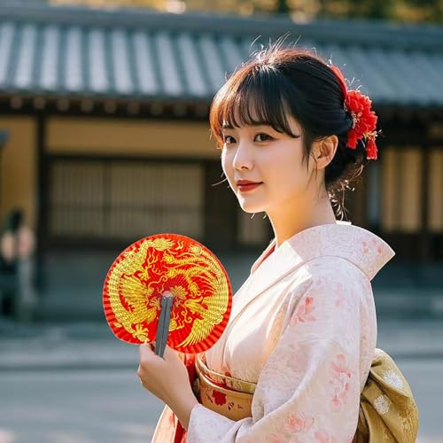 20 Pieces Chinese Dragon and Phoenix Paper Fans - color: Chinese Dragon and Phoenix, size: 20 PCS