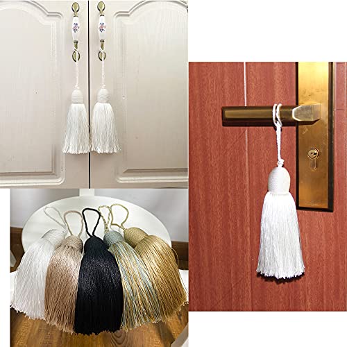 2Pcs Key Tassel with Loop DIY Handmade Craft Accessories,White - color: White