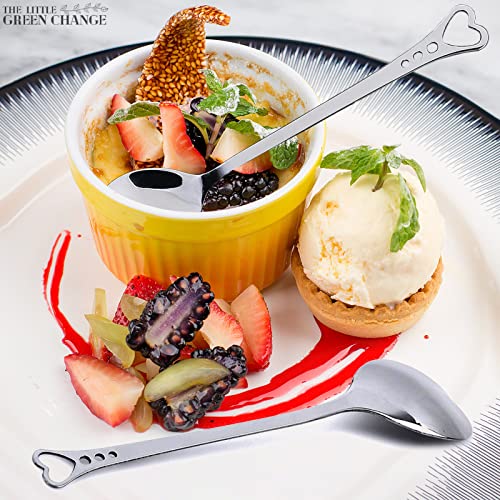 6 Pcs Heart Shaped Spoons for Ice Cream and Desserts, 5.6", Silver - color: 6 Pcs Silver Heart Shaped Spoons Set