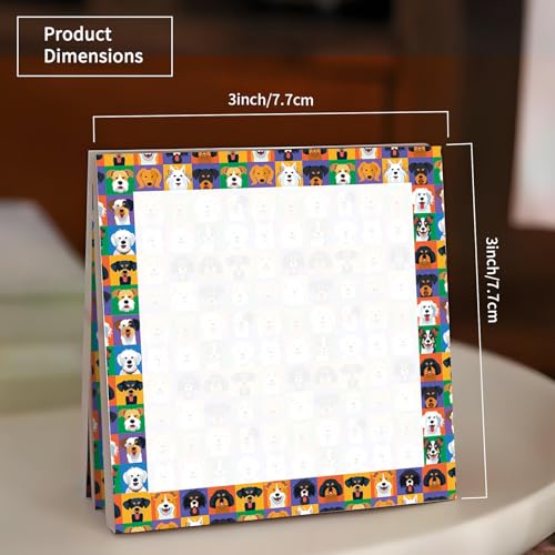 Sticky Notes 3x3 Inch, 2 Pads Cute Self-Stick Note Pads, Strong Adhesive Notepads for Office, Home, School, Organization and Reminders Dog Grid Pattern
