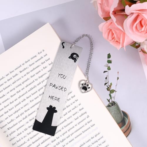Black Inspirational Funny Cute Cat Bookmark for Reading Women - style: Cat Paw