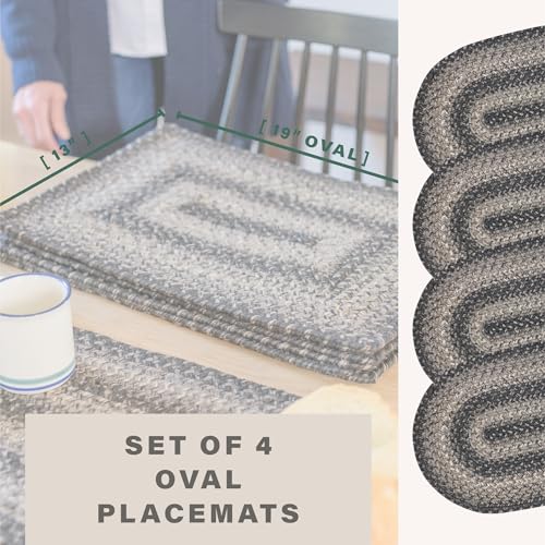 Homespice Flint Hill Jute Braided Placemats, Oval 13x19 Set of 4 - color: Flint Hill