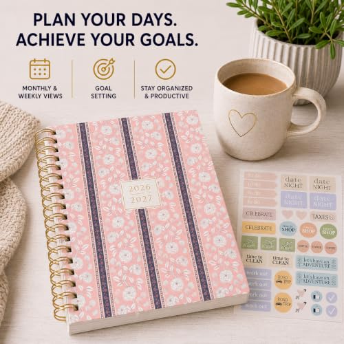 WORLD TRAVELER Academic Planner School Organizer Jul 2026-Dec 2027, 7"x9" - color: Pink Stripe