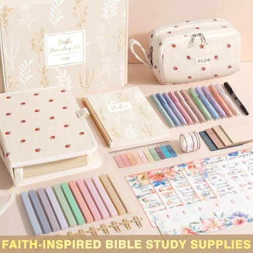 Bible Study Supplies Journaling Annotation Kit w/Bible Cover Case for Women - color: Blue